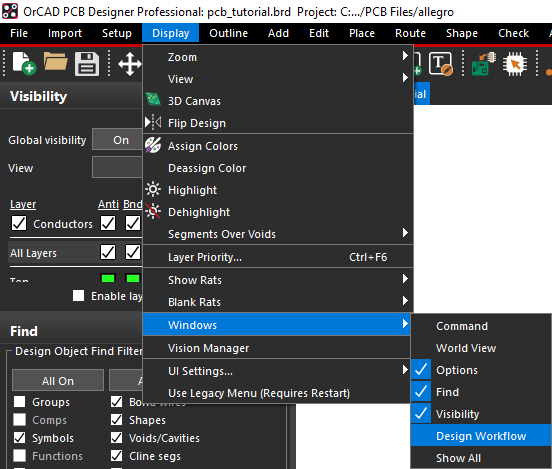 Activating Step for PCB Setup in OrCAD