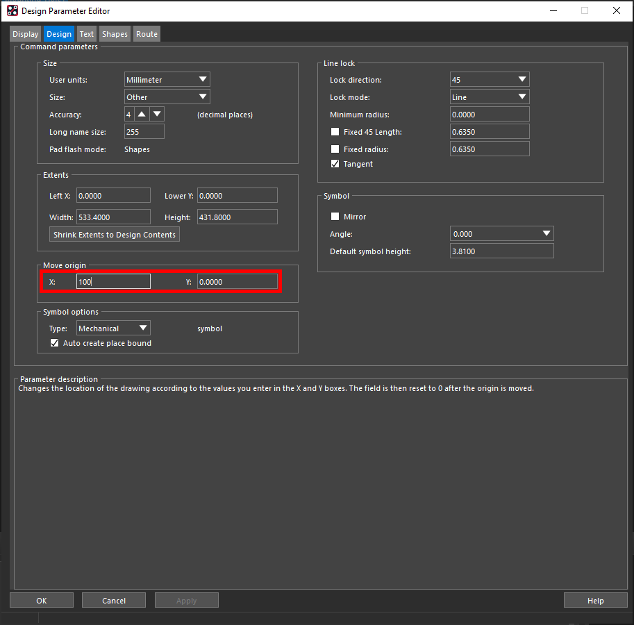 Configuring the origin of mechanical symbols in OrCAD