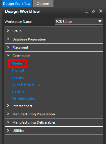 Turning on Constraints in OrCAD