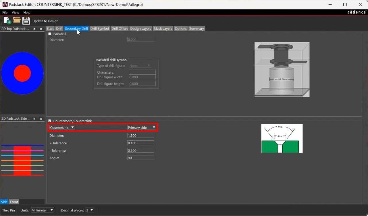 How to Add Counterbores and Countersinks on the Bottom of a PCB EMA