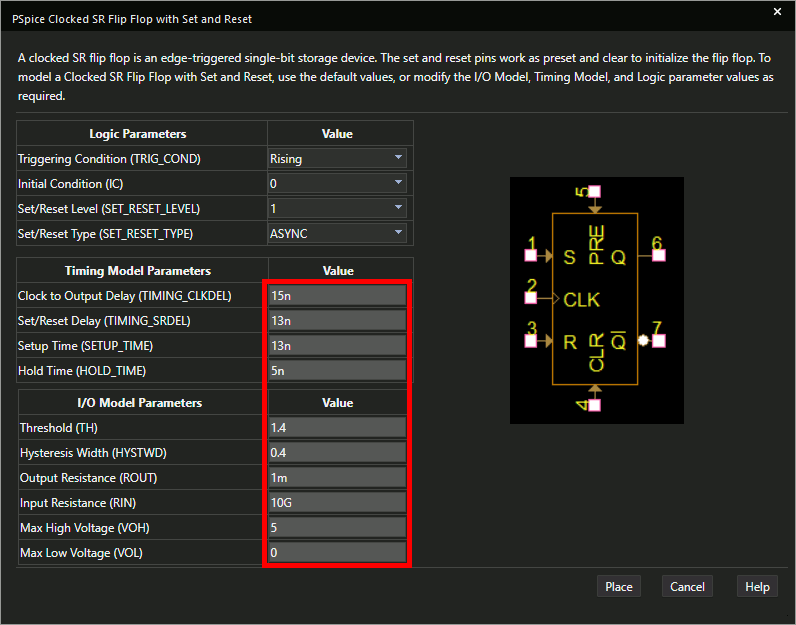 Using the Modeling Application in PSpice to create an SR Flip-Flop SPICE Model