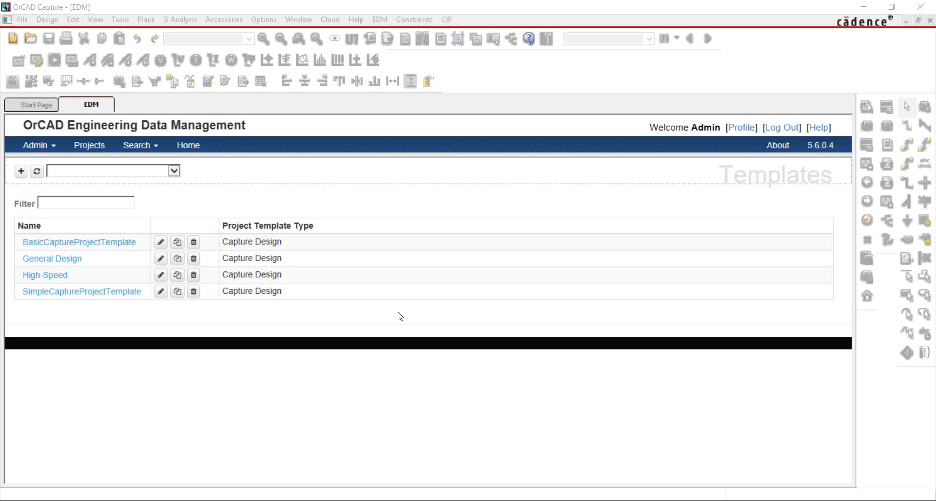 Templates with OrCAD EDM EMA Design Automation