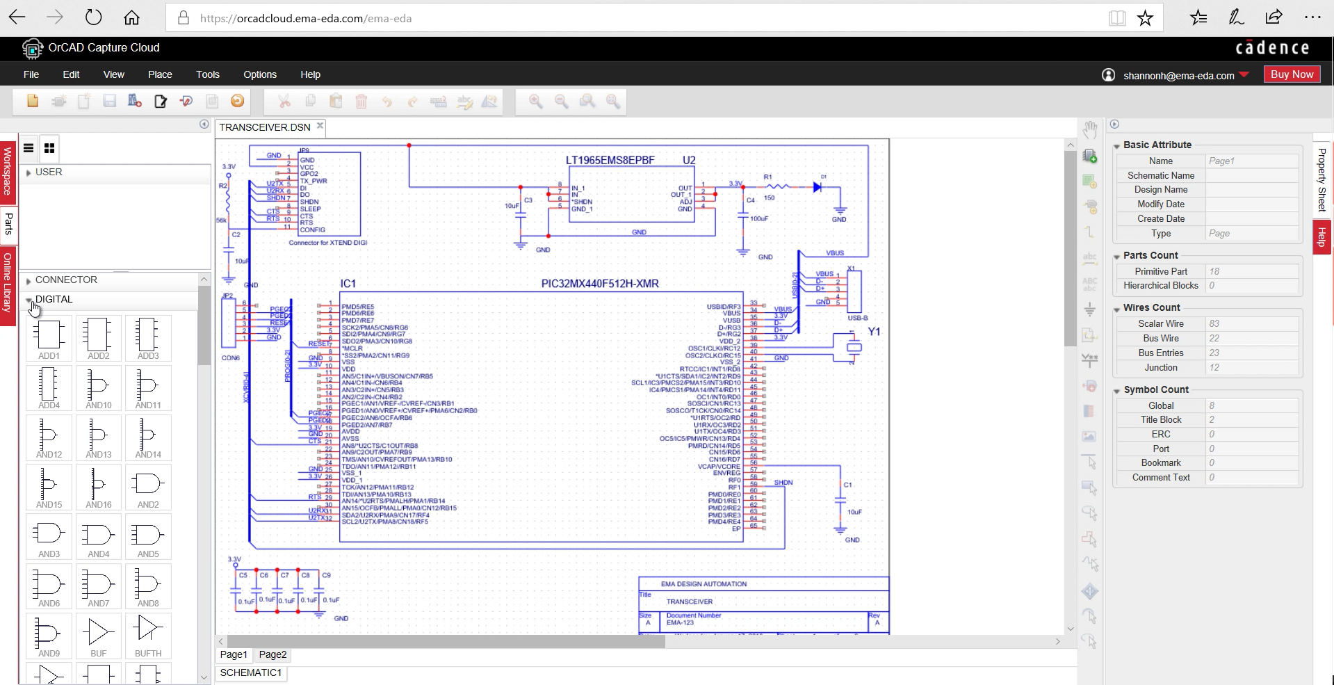 OrCAD Capture Cloud Screen shot