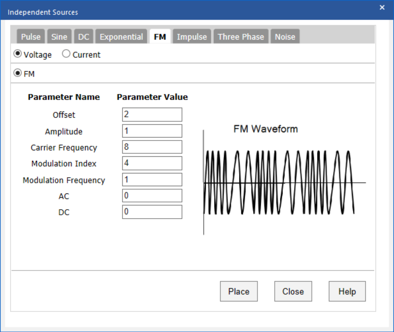 Create an FM Source SPICE Model with the PSpice Modeling Application