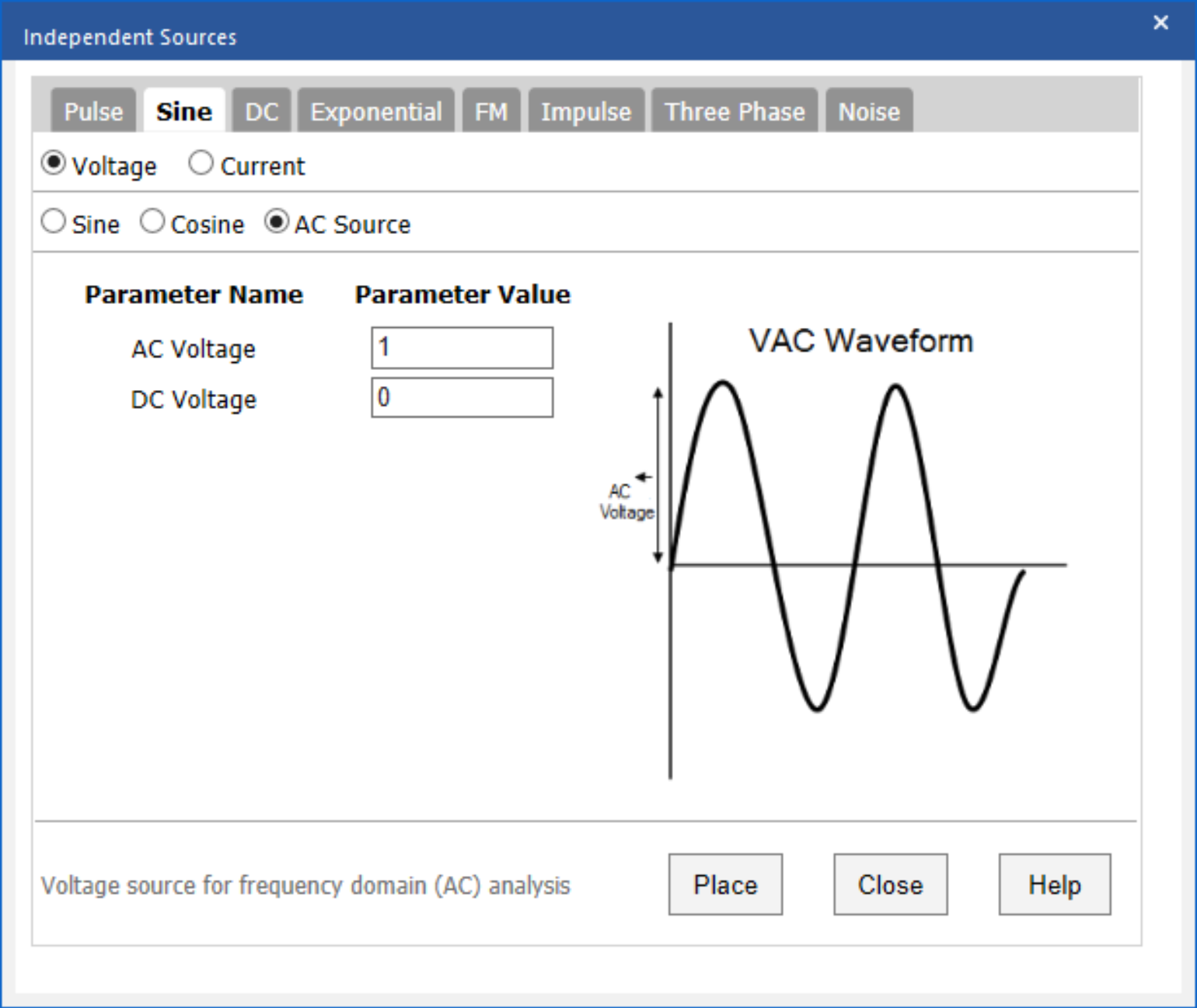 Sine Source SPICE Model Creation with the PSpice Modeling Application