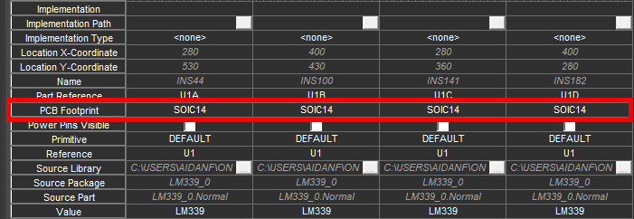 Assign PCB Footprints in OrCAD within the Properties Panel