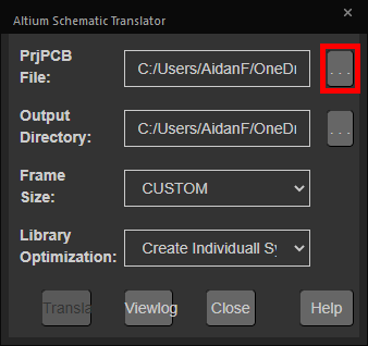 Import an Altium schematic into OrCAD X with included translators