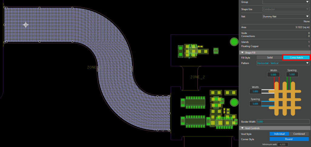 Create a cross-hatch plane in OrCAD X Presto