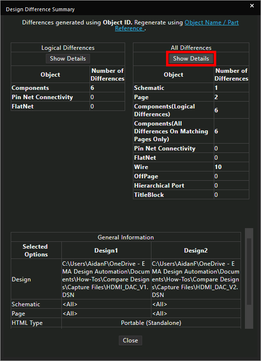 Compare schematic designs and spot differences between revisions with OrCAD
