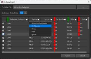 Pin Delay Import