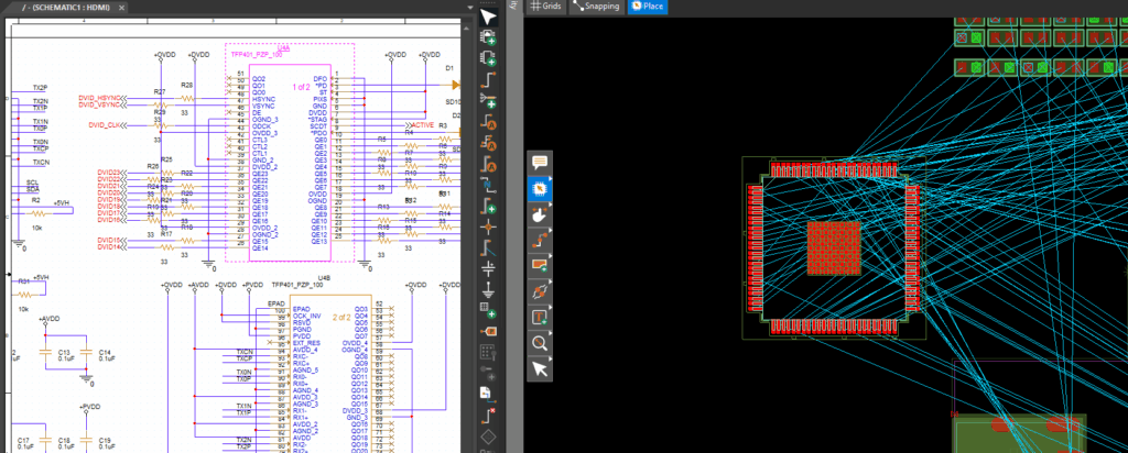 Use cross-placement to place components on the PCB with OrCAD X.