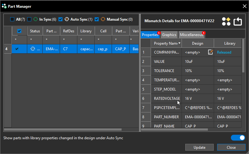 SysCap Part Manager
